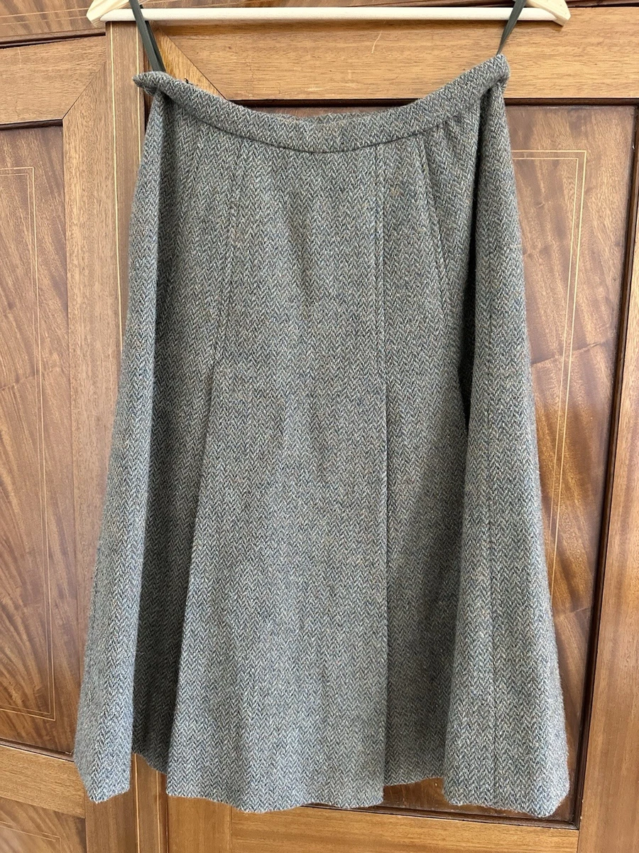 Disfraz vintage, Burberry, tweed irlandés, falda plisada, blazer, lana