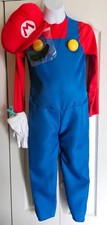 Super Mario Kids Costume 7-8 Gloves Plush Belly Jumpsuit Hat Halloween Boys Game