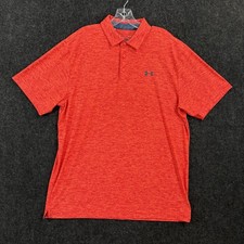 Under Armour Playoff Polo Shirt Men's Large Red HeatGear Loose Fit Performance