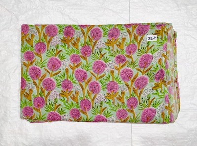 Indian Handmade Multi Floral Print Dressmaking, Sewing Running Fabric 2.5 Yards