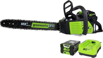 #ad Greenworks 80V 18quot; Brushless Cordless Chainsaw w 2.0Ah Battery amp; Charger $297.00