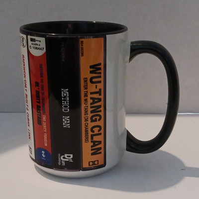 Wu-Tang Clan Cassette Album Spine Design Ceramic Coffee Mug, Black/White 11oz