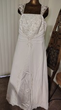 DAVID'S BRIDAL Bridal Gown White Wedding Dress Size 16 Beaded Designs SEE PICS! 
