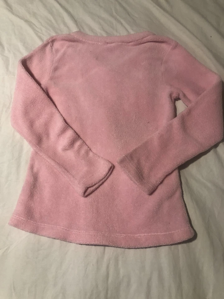 Pantalones para dormir de vellón rosa descolorido Glory para niñas pantalones de pijama y camisa rosa Foto 4 de 4