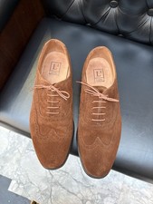 Loake Brown Suede Wingtip Oxford Brogue Shoes Mens UK 9