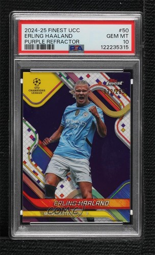 2024 Finest UEFA Club Competitions Purple Refractor Erling Haaland PSA 10 1tn7
