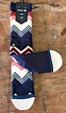 Stance Crew Socks Chevron Knit Men's Size 9-13 L Multi Navy NWT