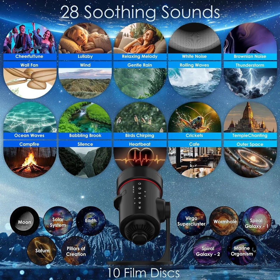 LED Galaxy Projector Starry Night Light Sky Star Party Lamp Planetarium Room US - Image 3 of 4