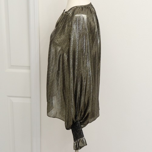 Derek Lam 10 Crosby Sz 0 Silk Blend Gold Metallic Blouse Ruffle Party Formal NYE - Picture 7 of 17
