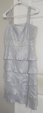 Women's R M Richards Silver Formal Dress w Jacket, Knee Length, Sz 10, PRETTY 