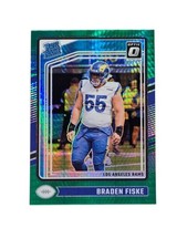 Braden Fiske 2024 Donruss Optic Football #210 GREEN HYPER OPTIC RATED ROOKIE