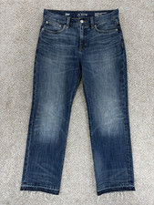 J.Crew The Nipped Straight High Rise Rigid Jeans Womens 26P Blue Release Raw Hem
