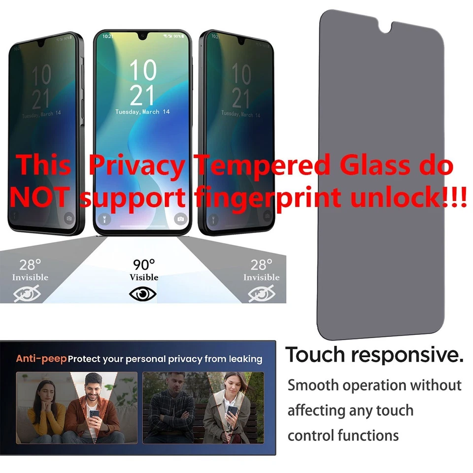 For Samsung Galaxy A26 5G Flip Leather Stand Case Cover / Privacy Tempered Glass - Image 2 of 4