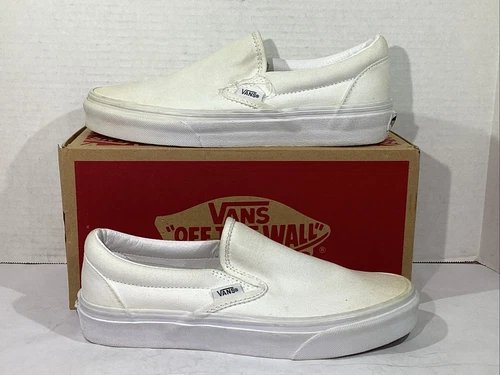 Sneakers Vans uomo taglia 5 EU 36 5 vera tela bianca classiche slip on AJ 1197