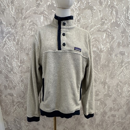 Patagonia Button Fleece Pullover Cream Ivory Sherpa Women’s Size Small