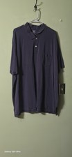Land's End Navy blue Mens Big polo W/ Pocket. 5XL 100 cotton Golf Shirt Casual