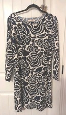 Loft Womens Black & White Knee-Length Floral Shift Pullover Dress L