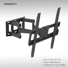 Double Arms TV Wall Bracket Mount Swivel Tilt for 26 32 37 40 43 49 50 55" UK