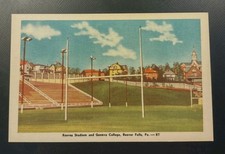 Reeves Stadium Football Field Geneva College Beaver Falls PA Linen Postcard 