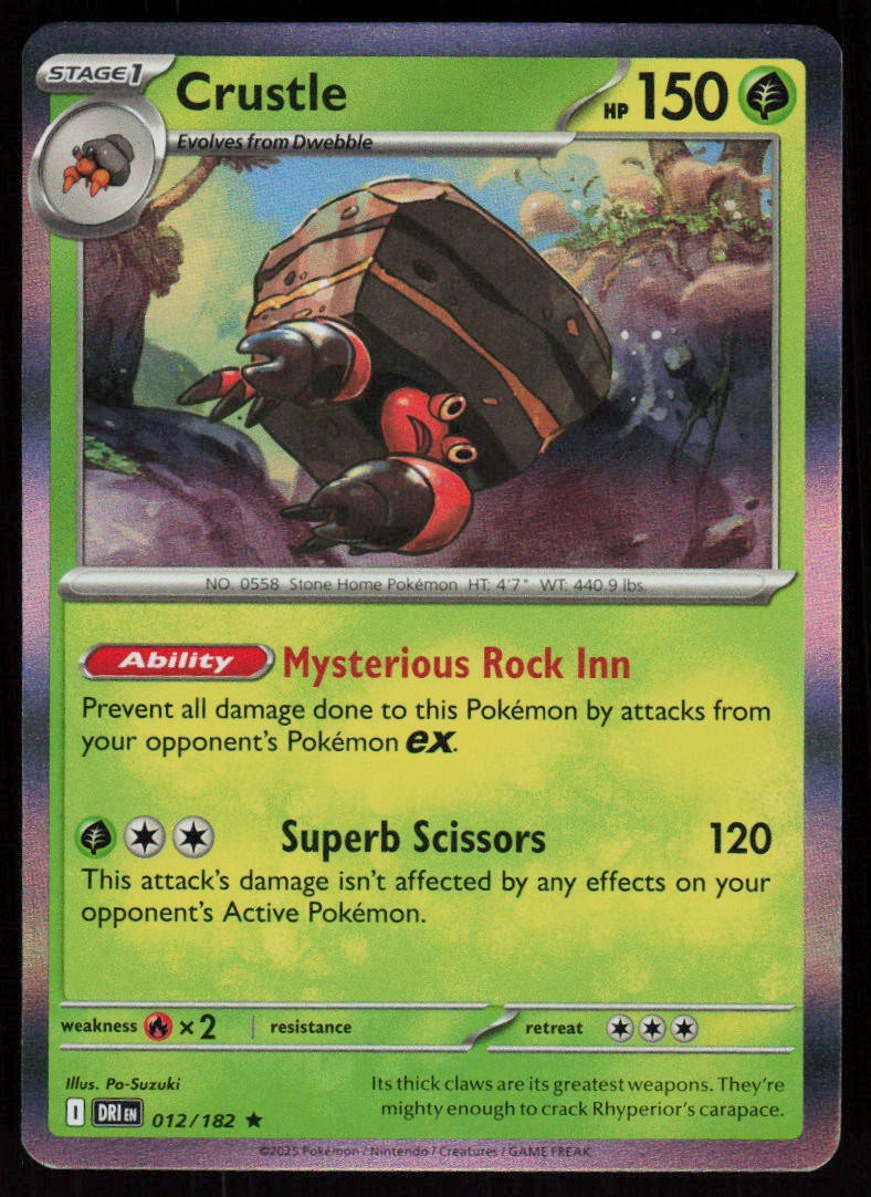 Crustle 012/182 Rare Destined Rivals Pokemon Holo Near Mint