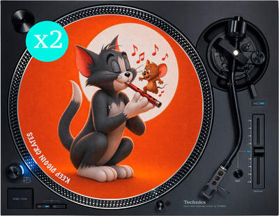 Tom und Jerry Diggin Kisten Rutschmatte 12'' Vinyl Plattenspieler DJ Slipmat x2 (Paar)