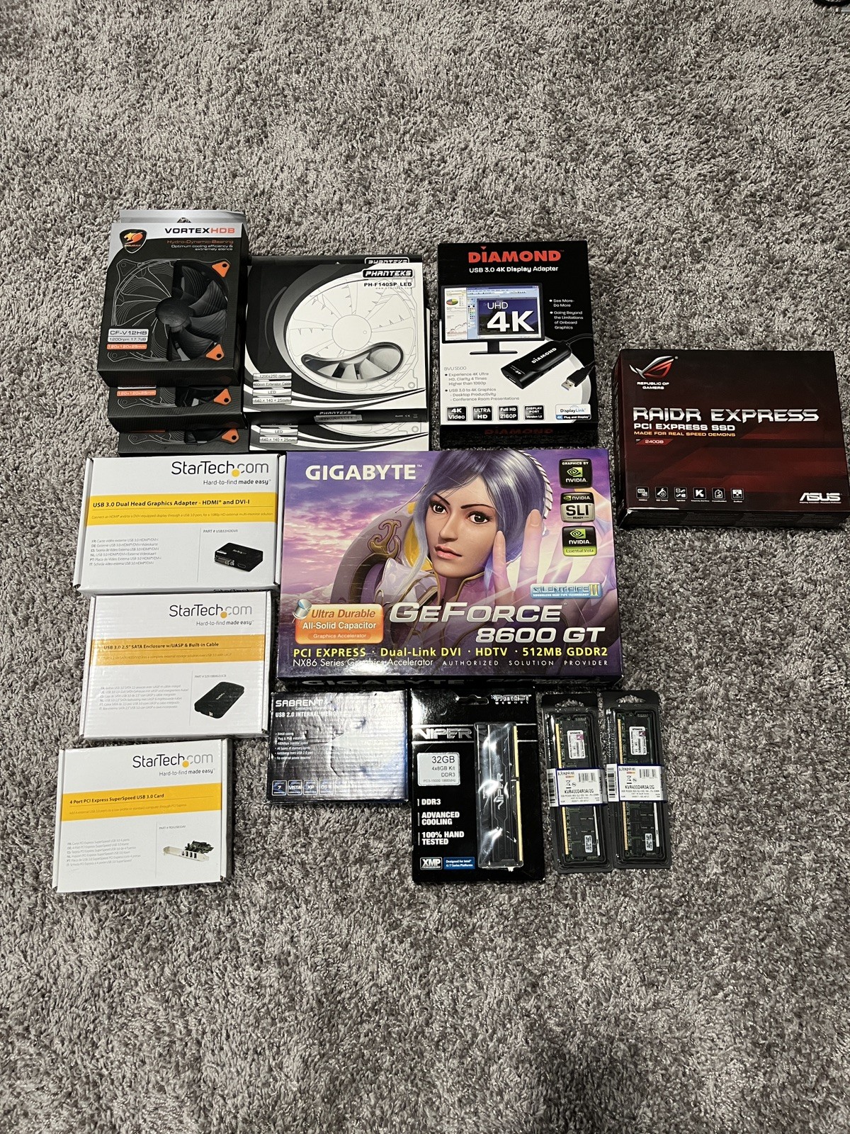 Brand NEW Vintage Lot of Computer Hardware NVIDIA VIPER Kingston Asus Raidr PCIe