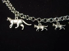 "JJ" Jonette Jewelry Silver Pewter 'Mom CAT & Kittens' 7 1/2" Bracelet