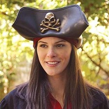 Pirate Skull  Crossbones Leather Hat