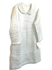 NWT - VTG Barbizon Quilted Robe Size M Pale Blue Front Zip Pockets Long Sleeves