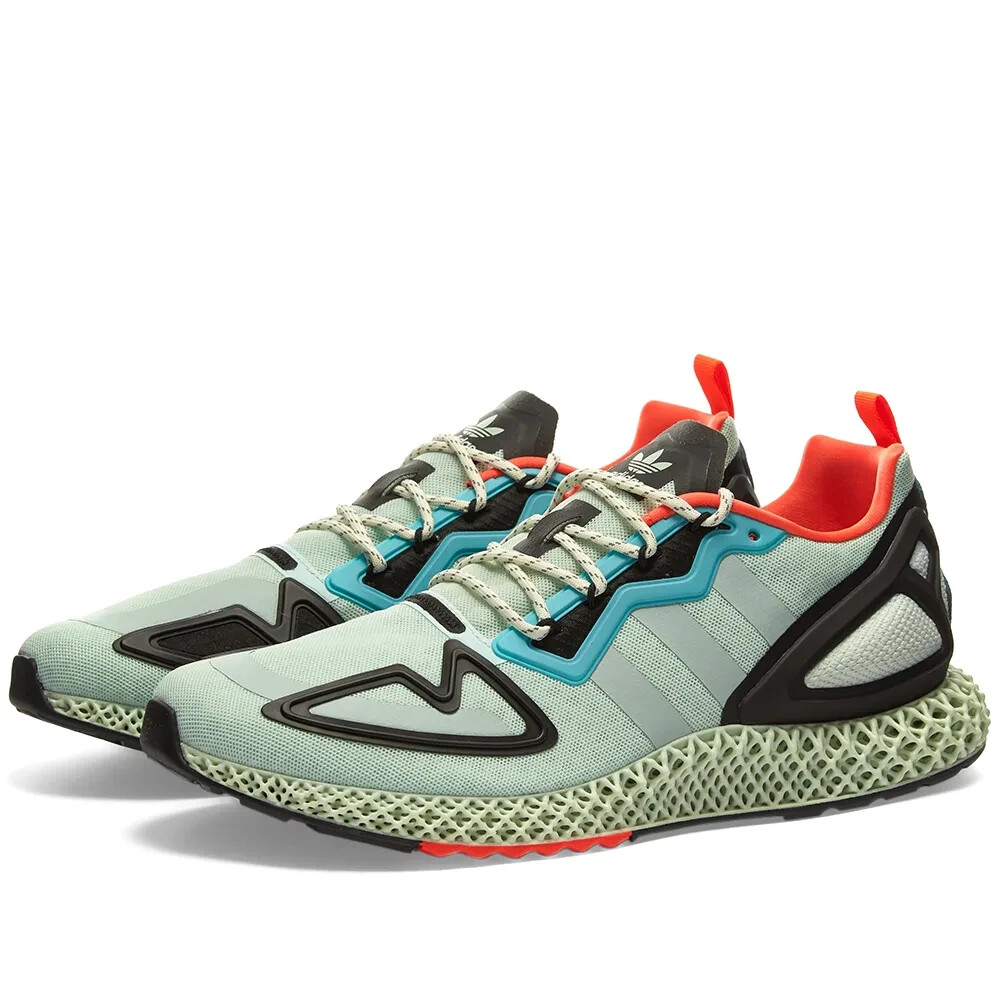 Adidas 4D US 9.5 Mens Green Black Blue Orange Retro Mesh
