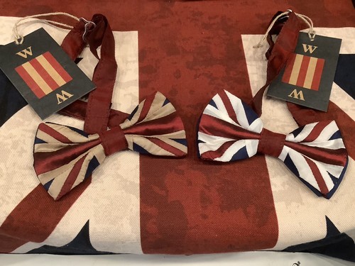 Impresionante corbata de moño Union Jack 100 % seda de magia tejida (teñido de té blanco) - Imagen 7 de 8