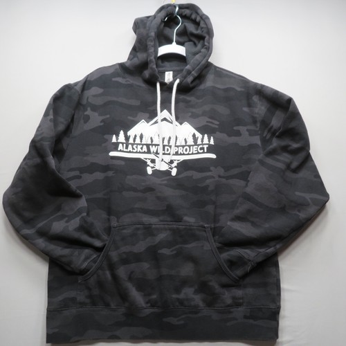 Independent Trading Alaska Wild Project Boys/Youth Size Large Black Camo Hoodie - Picture 3 of 11