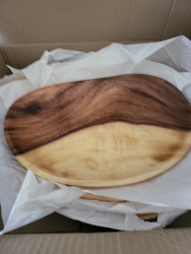 Creative Co-Op Hand-Carved Acacia Wood, Set of 3 Bowl Set, 16" L x 12" W x 2" H, - Picture 4 of 4