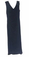  180 Betsy  Adam Women's Blue Sleeveless Beaded V-Neck Gown Dress Size 12