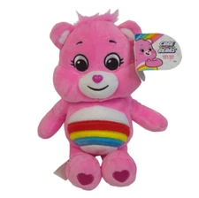 Basic Fun Care Bears Cheer Bear Plush Stuffed Animal Pink Rainbow Belly 2020 10"