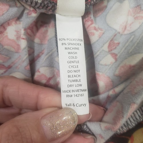 LuLaRoe Tall & Curvy Leggings Womens Multicolor Floral Stretch Comfy High Waist - Picture 5 of 9