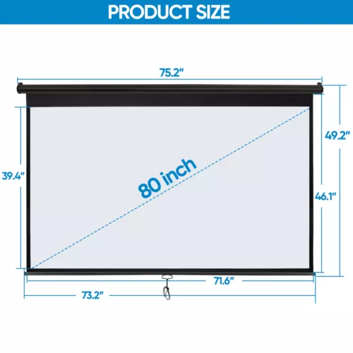 72''/80''/100''/119'' Projector Screen Pull Down Projection Screen Home Theater - Picture 34 of 89