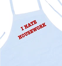 Coneheads Costume I Hate Housework, Funny Halloween Apron, White Cooking Apron