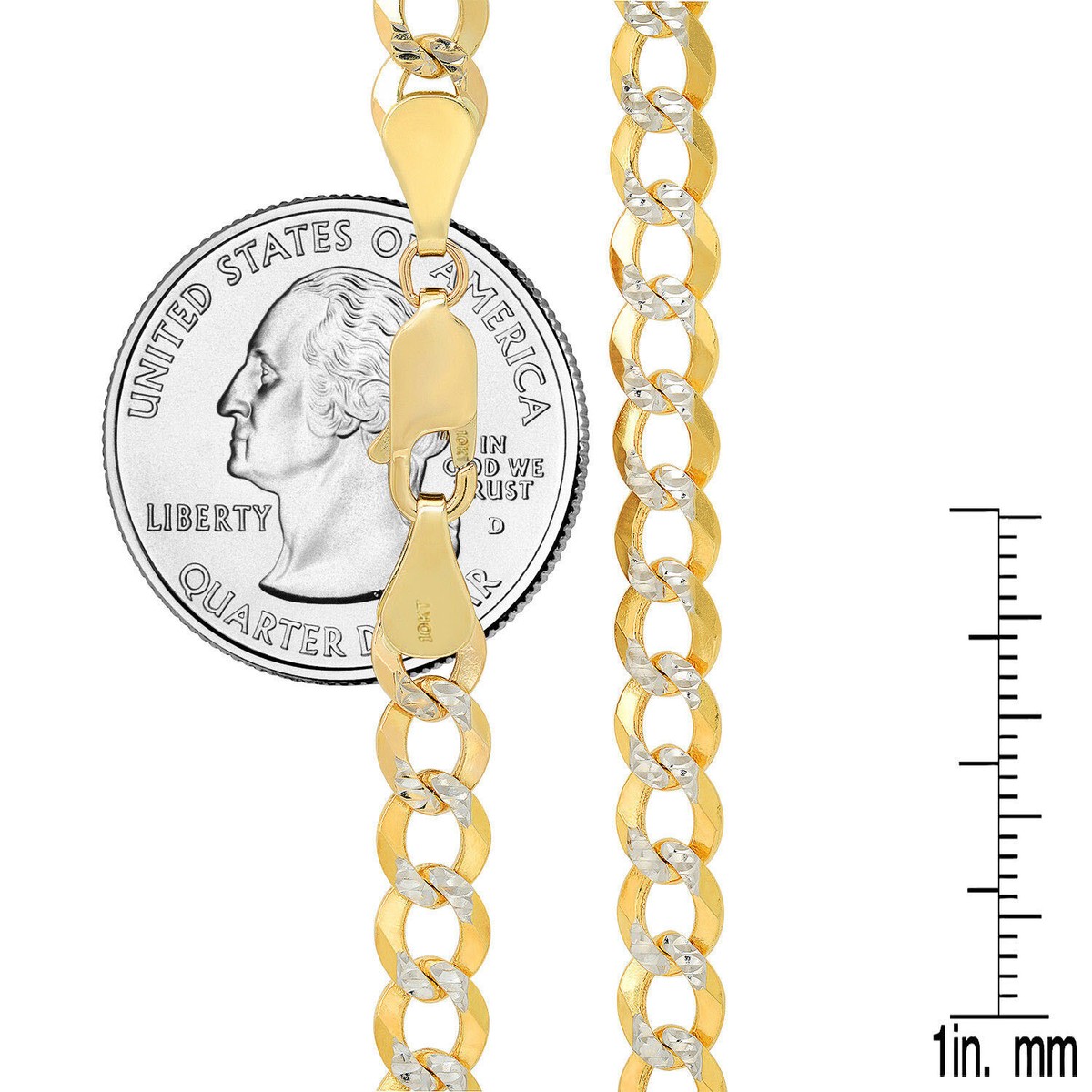 Solid 10k Yellow Gold 6mm-8.5mm D/cut Pave Cuban Link Chain 