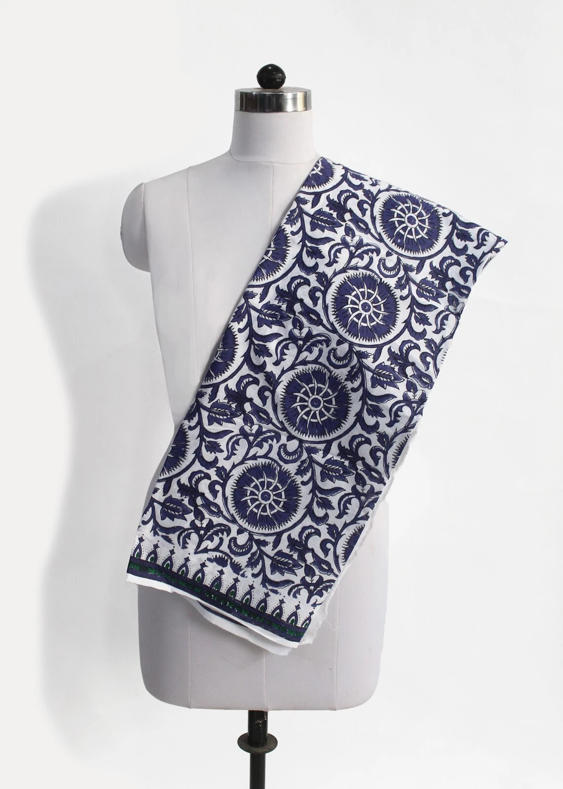 Indian Blue Floral 100% Cotton Sarong Shoulder, Halter, Beach Wear Sarong US