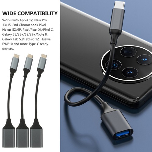 3 Stück USB-C-Stecker auf USB 3.0-Buchse OTG-Kabeladapter für S9 - Afbeelding 2 van 12