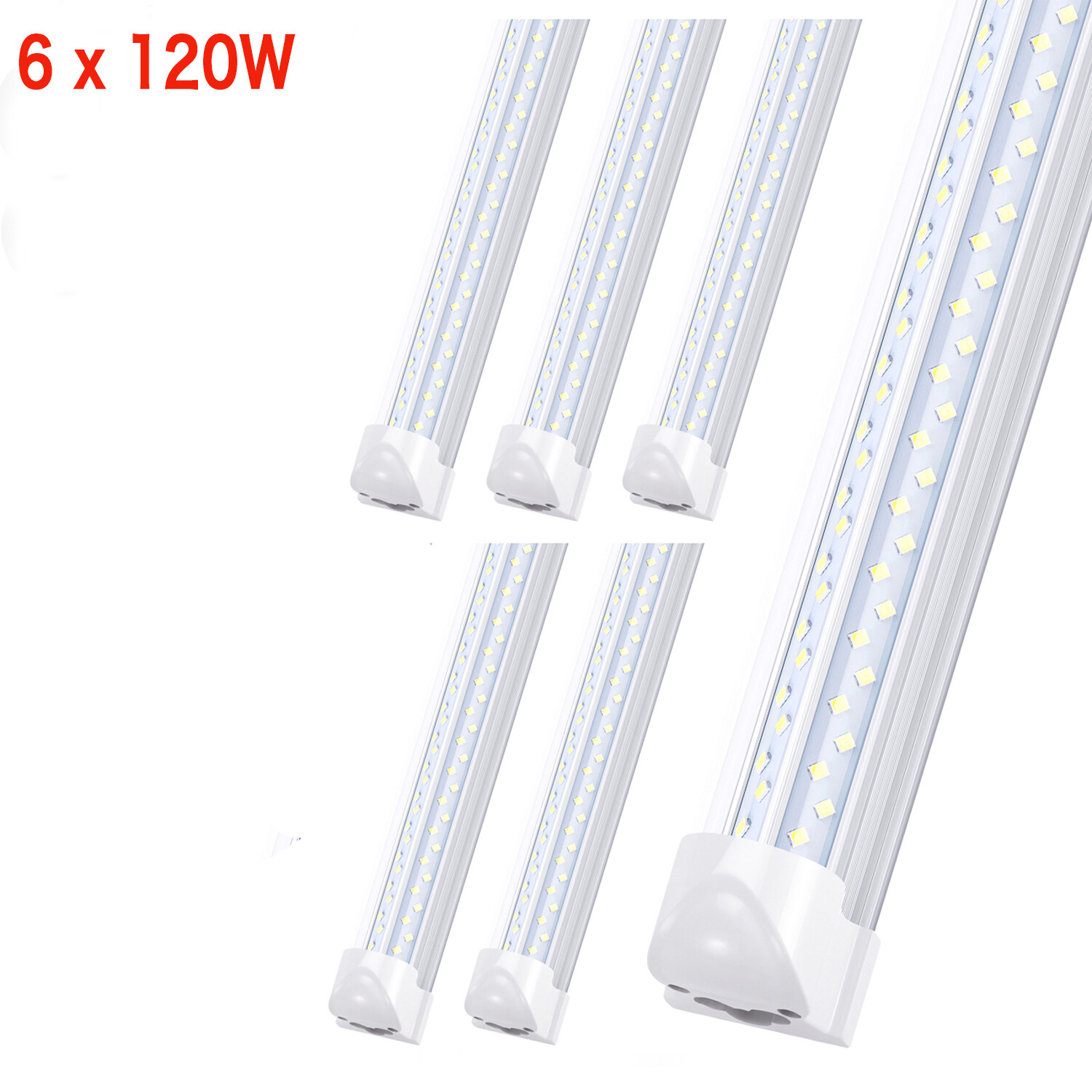 6Pack Led Shop Light T8 Integrated 8 Foot Led Tube Light 8FT Warehouse Fixture