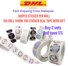 10X ROLL 500 pcs per Roll Sticker Seal Tape THANK YOU label- 29.90 per set