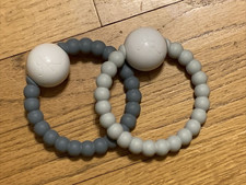 Lot of 2 Ryan  Rose Cutie Teether Rattles Gray
