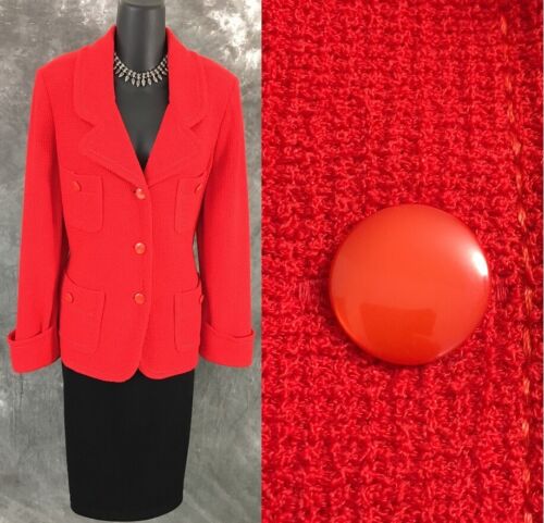BEAUTIFUL St John jacket red knit suit blazer size 12 - Picture 1 of 8