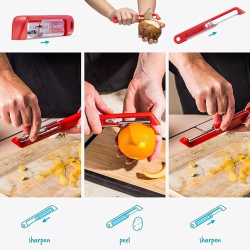 Dreamfarm Sharple selbstschärfender vertikaler Schnellschäler für Gemüse & Lebensmittel rot - Bild 5 von 6