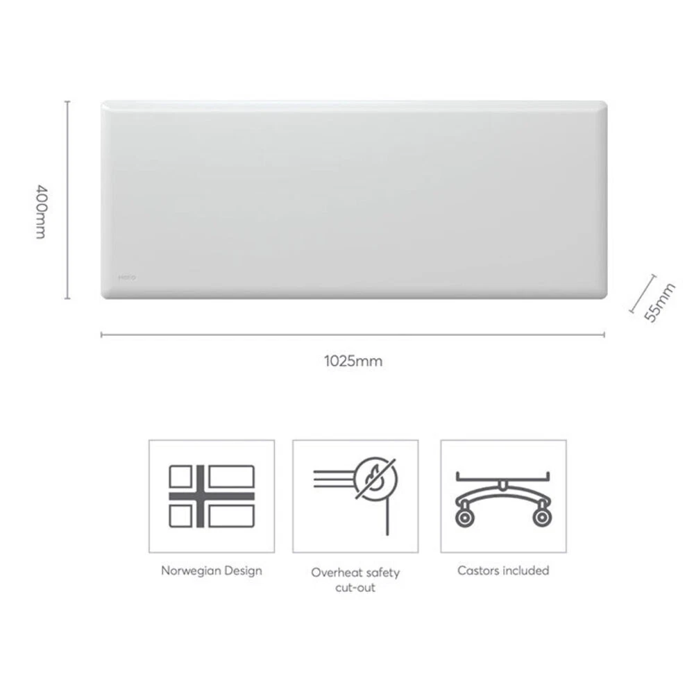 Nobo 1500W Electric Panel Heater IP24/Thermostat u0026 Castors Bedroom/Bathroom  Whit 9420033214037 | eBay