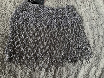 Silver Diamante Bikini Mesh Fish Net Cover Up Festival Beach Skirt