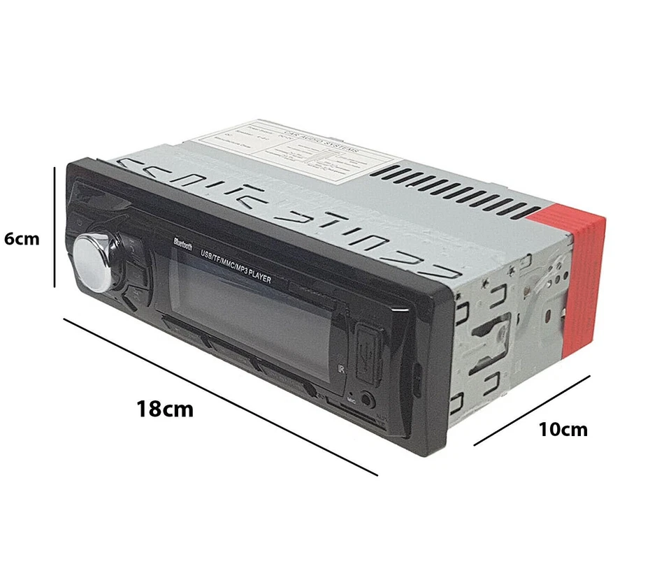 Stereo auto Autoradio bluetooth 1 DIN FM mp3 usb aux telecomando 65wx4 260W - Immagine 2 di 4