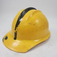 Vintage ED Bullard Co Hard Boiled Safety Hard Hat Yellow With Black Stripe